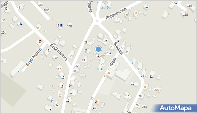 Rybnik, Kręta, 25A, mapa Rybnika