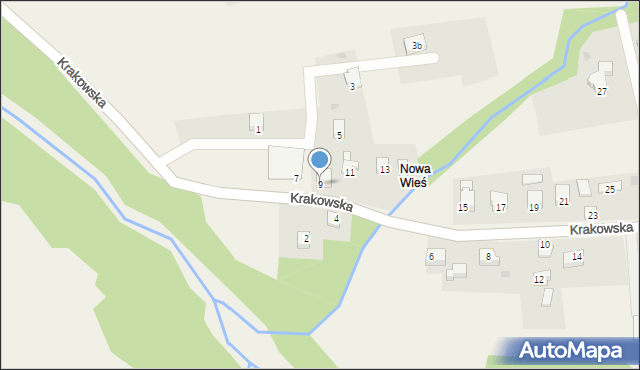 Rychwałd, Krakowska, 9, mapa Rychwałd