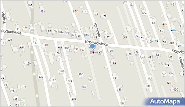 Rydułtowy, Krzyżkowicka, 90C, mapa Rydułtowy