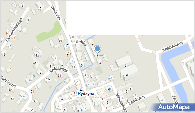 Rydzyna, Krótka, 3, mapa Rydzyna