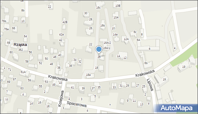 Rząska, Krakowska, 16, mapa Rząska