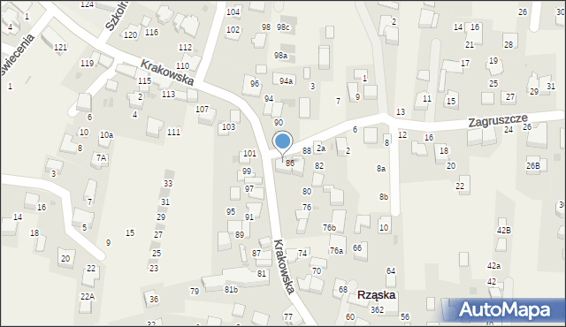 Rząska, Krakowska, 86A, mapa Rząska