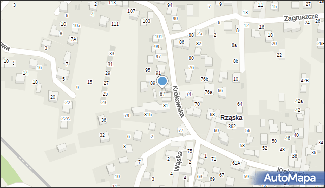 Rząska, Krakowska, 87, mapa Rząska