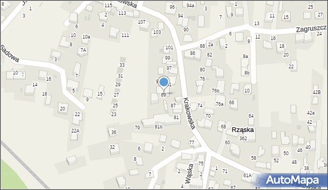 Rząska, Krakowska, 89, mapa Rząska