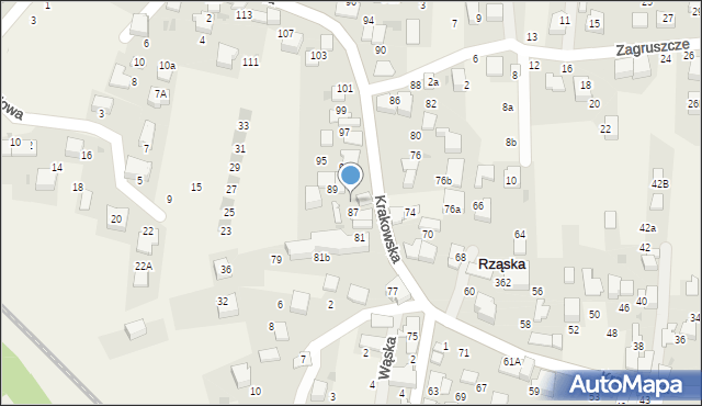 Rząska, Krakowska, 89a, mapa Rząska