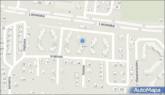 Rzeszów, Krakusa, 7, mapa Rzeszów