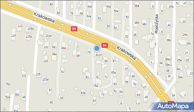 Rzeszów, Krakowska, 77, mapa Rzeszów