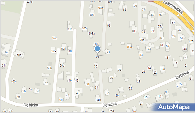 Rzeszów, Krakowska, 95, mapa Rzeszów