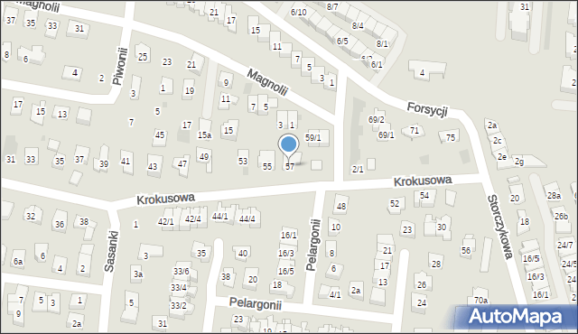 Rzeszów, Krokusowa, 57, mapa Rzeszów