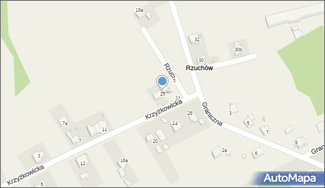 Rzuchów, Krzyżkowicka, 15, mapa Rzuchów