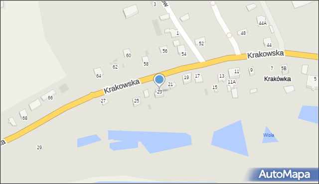 Sandomierz, Krakowska, 23, mapa Sandomierza