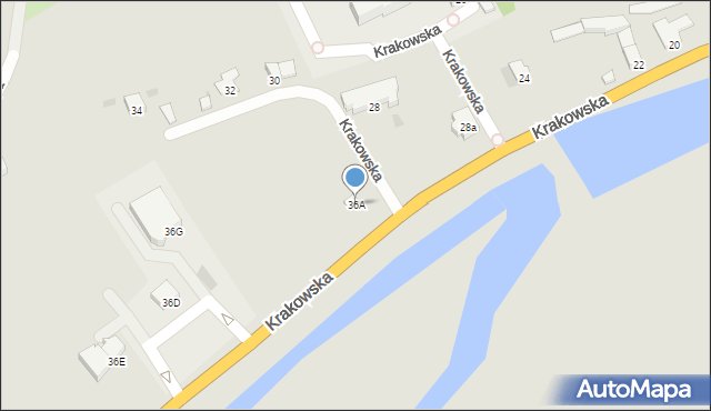 Sandomierz, Krakowska, 36A, mapa Sandomierza