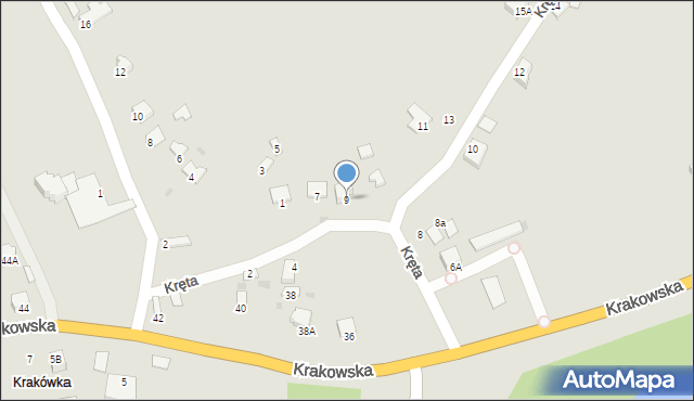 Sandomierz, Kręta, 9, mapa Sandomierza