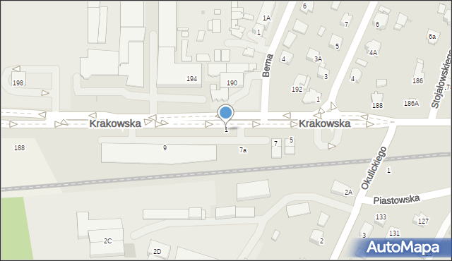 Sanok, Krakowska, 1, mapa Sanok