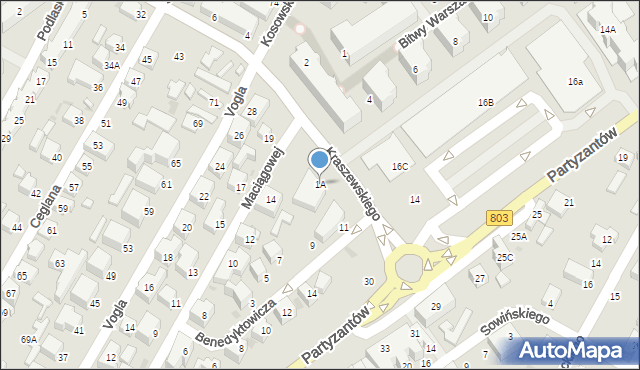 Siedlce, Kraszewskiego Józefa Ignacego, 1A, mapa Siedlce