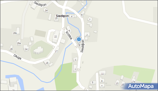 Siedlęcin, Krótka, 5, mapa Siedlęcin