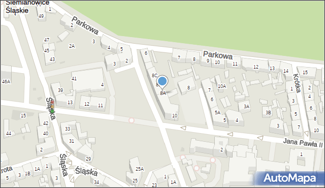 Siemianowice Śląskie, Krasińskiego Zygmunta, 8A, mapa Siemianowice Śląskie