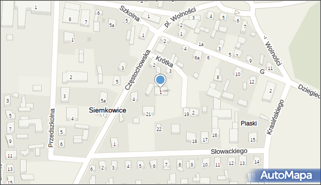 Siemkowice, Krótka, 1, mapa Siemkowice