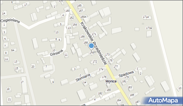 Sieradz, Krakowskie Przedmieście, 170, mapa Sieradz