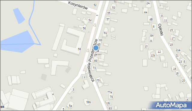 Sieradz, Krakowskie Przedmieście, 67, mapa Sieradz