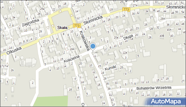 Skała, Krakowska, 9, mapa Skała