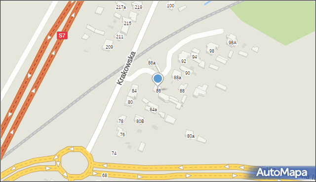 Skarżysko-Kamienna, Krakowska, 86, mapa Skarżysko-Kamienna