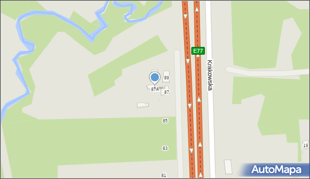 Skarżysko-Kamienna, Krakowska, 87A, mapa Skarżysko-Kamienna