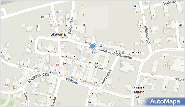 Skawina, Króla Jana III Sobieskiego, 4, mapa Skawina