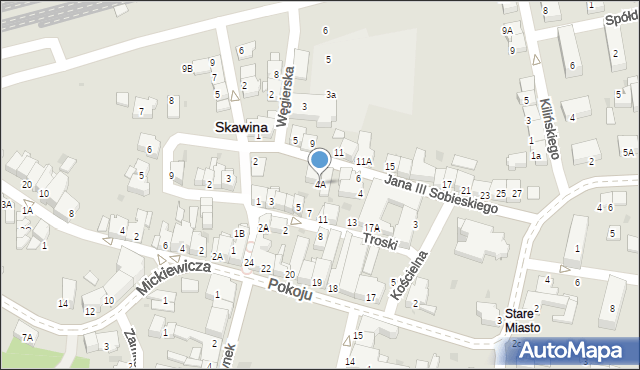 Skawina, Króla Jana III Sobieskiego, 4A, mapa Skawina