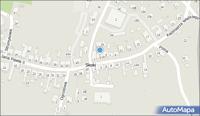 Skoki, Króla Kazimierza Wielkiego, 3, mapa Skoki