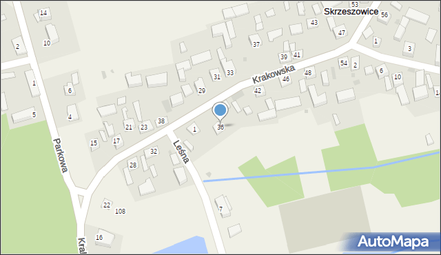 Skrzeszowice, Krakowska, 36, mapa Skrzeszowice