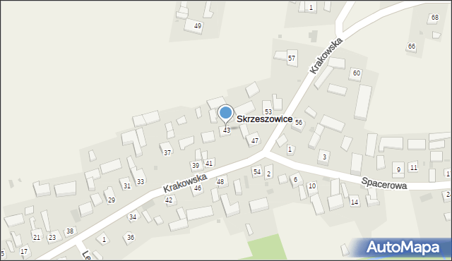 Skrzeszowice, Krakowska, 43, mapa Skrzeszowice