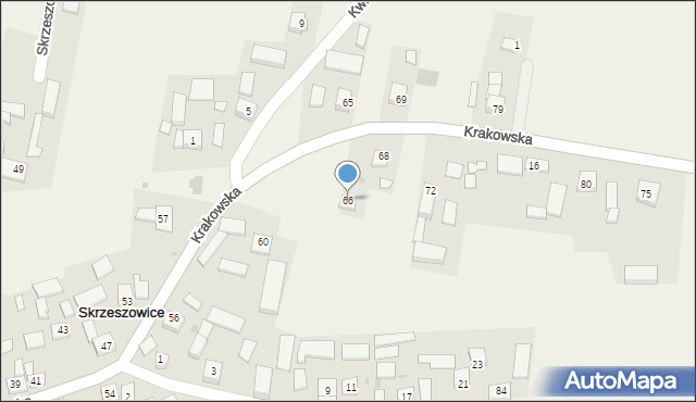 Skrzeszowice, Krakowska, 66, mapa Skrzeszowice