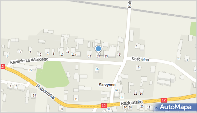 Skrzynno, Króla Kazimierza Wielkiego, 14, mapa Skrzynno