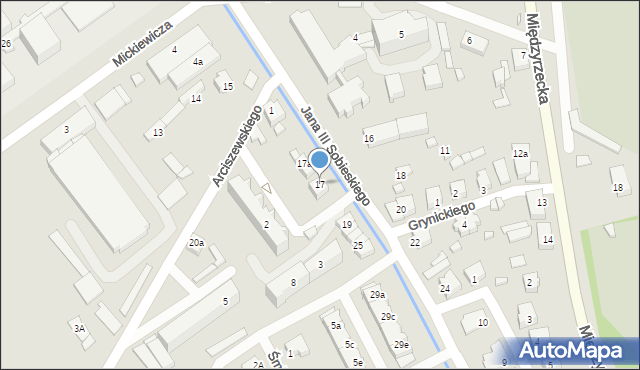 Skwierzyna, Króla Jana III Sobieskiego, 17, mapa Skwierzyna