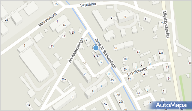 Skwierzyna, Króla Jana III Sobieskiego, 17a, mapa Skwierzyna