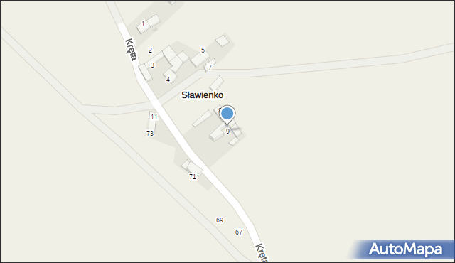 Sławienko, Kręta, 9, mapa Sławienko