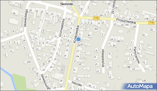 Słomniki, Krakowska, 11A, mapa Słomniki