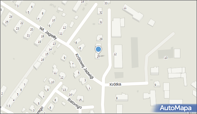 Słubice, Krótka, 27, mapa Słubice