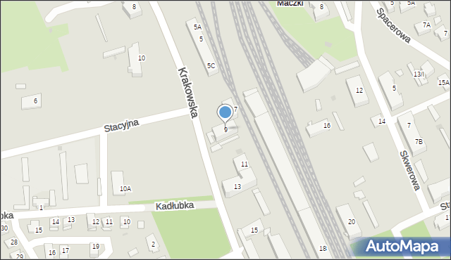 Sosnowiec, Krakowska, 9, mapa Sosnowca