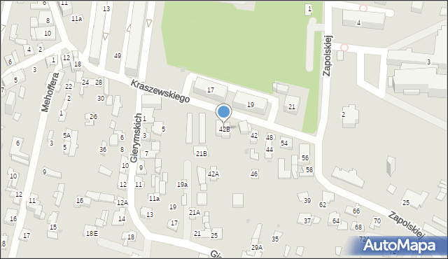Sosnowiec, Kraszewskiego Józefa Ignacego, 42B, mapa Sosnowca