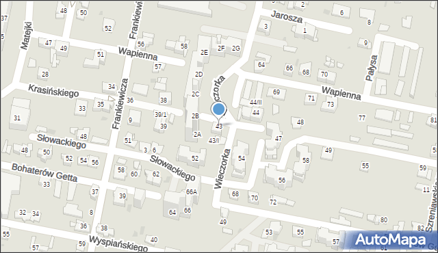 Sosnowiec, Krasińskiego Zygmunta, 43, mapa Sosnowca