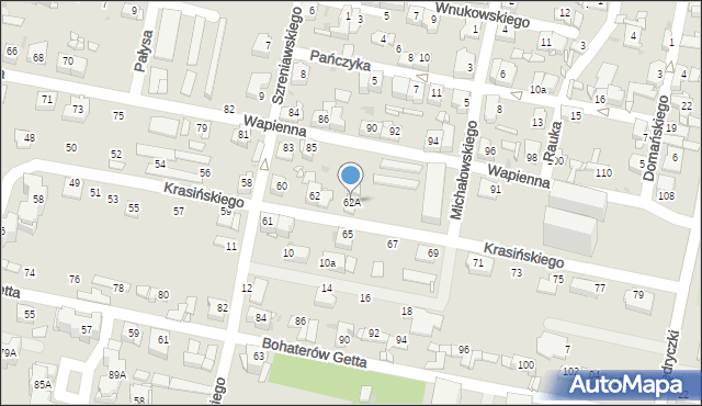 Sosnowiec, Krasińskiego Zygmunta, 62A, mapa Sosnowca