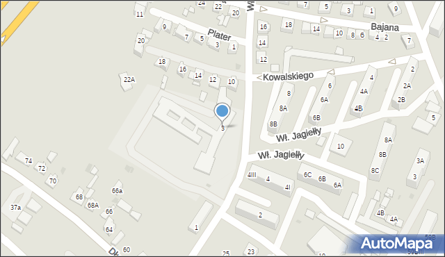 Sosnowiec, Króla Władysława Jagiełły, 3, mapa Sosnowca
