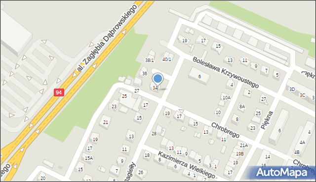 Sosnowiec, Króla Władysława Jagiełły, 34/1, mapa Sosnowca