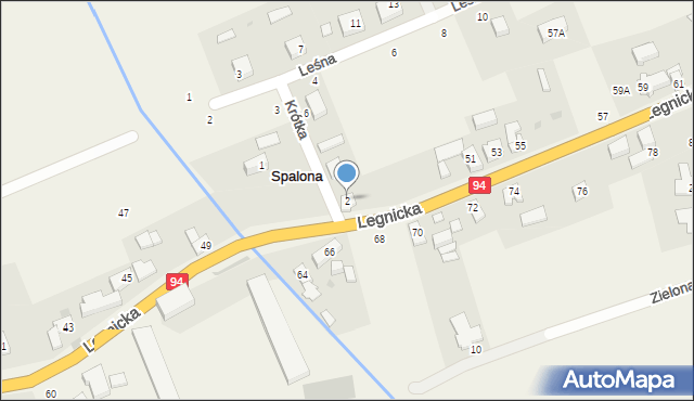 Spalona, Krótka, 2, mapa Spalona