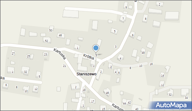 Staniszewo, Krótka, 3, mapa Staniszewo