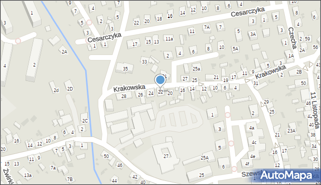 Stary Sącz, Krakowska, 22, mapa Stary Sącz
