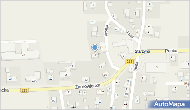 Starzyno, Krótka, 3, mapa Starzyno