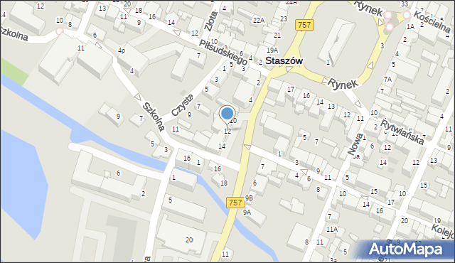 Staszów, Krakowska, 12, mapa Staszów